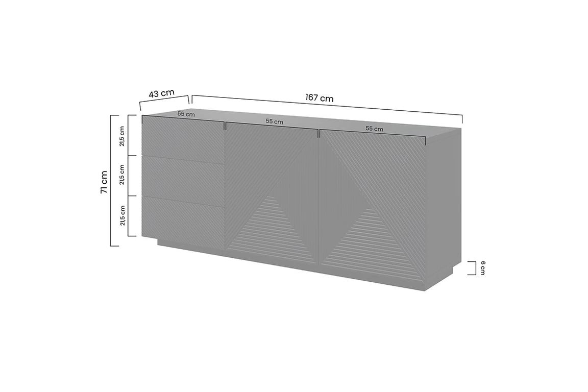 Komoda Asha 167 cm se zásuvkami - bílý mat Komoda se zásuvkami