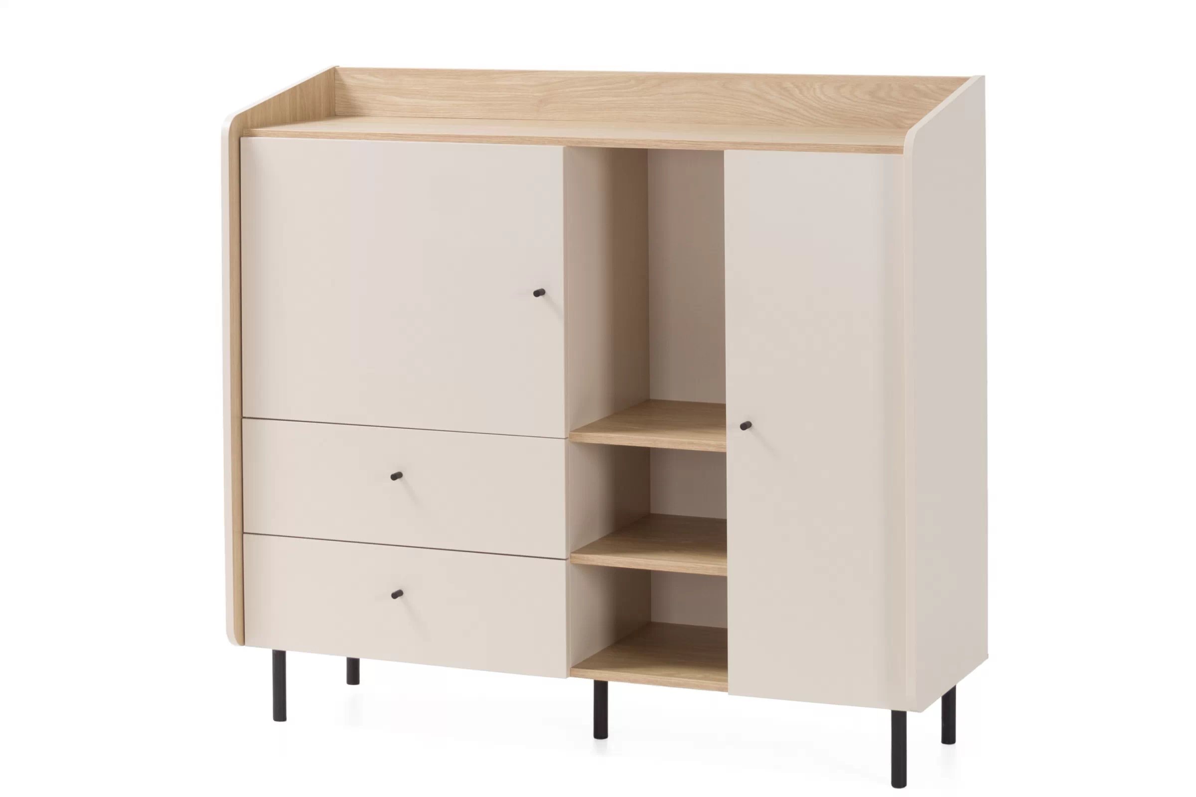 Komoda Alessio 125 cm se zásuvkami - béžová Pískový / dub olejowany Komoda Alessio 8 se zásuvkami 125 cm - béžová Pískový / dub olejowany