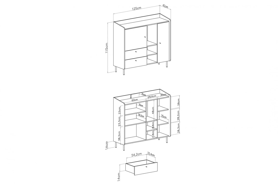 Komoda Wodi 125 cm so zásuvkami - eukalyptus / dub baltic dune Komoda Alessio 8 so zásuvkami 125 cm - eukaliptus / Dub olejowany