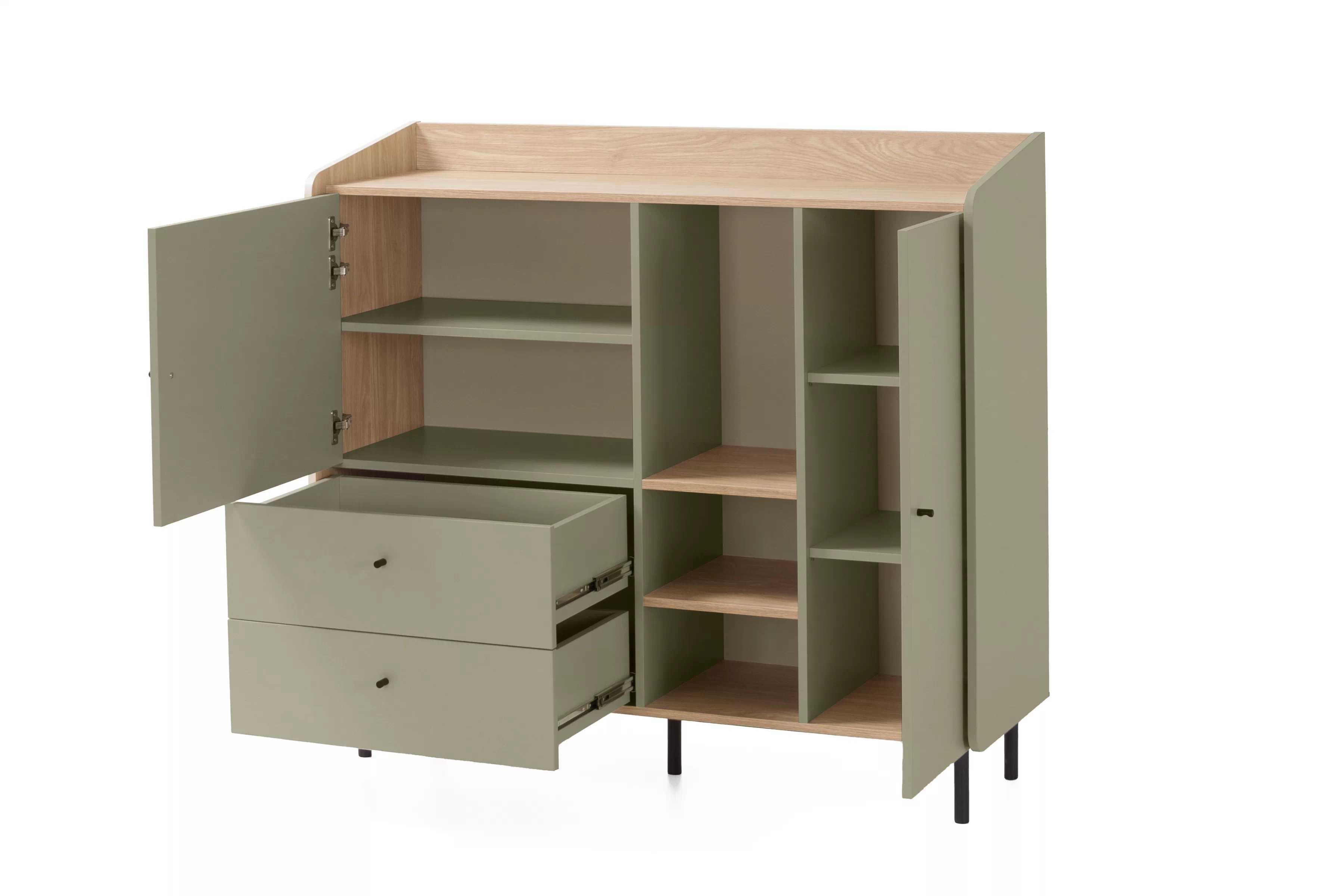 Komoda Alessio 125 cm - eukalyptus / dub baltic dune Komoda Alessio 8 so zásuvkami 125 cm - eukaliptus / Dub olejowany