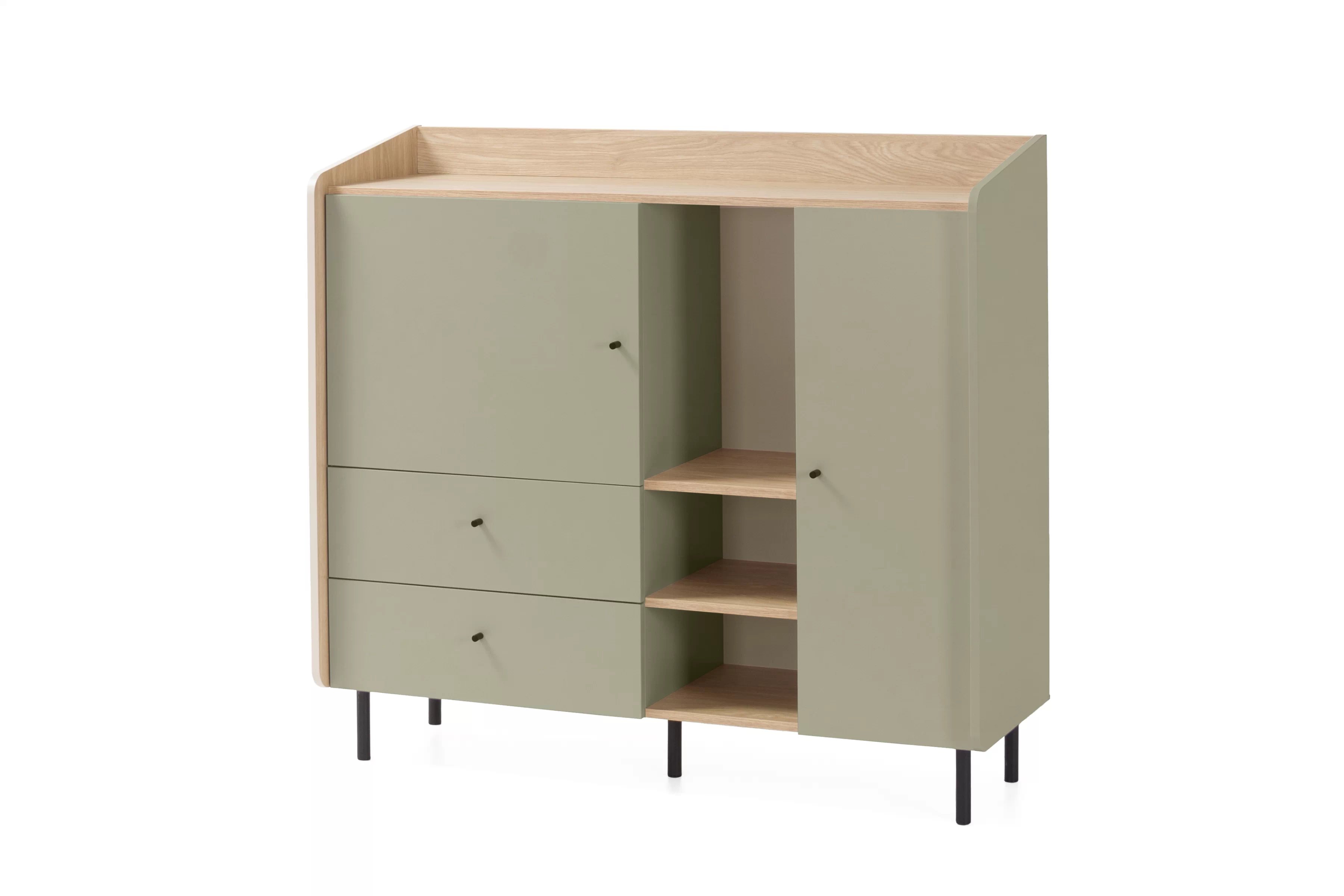 Komoda Alessio 125 cm - eukalyptus / dub baltic dune Komoda Alessio 8 so zásuvkami 125 cm - eukaliptus / Dub olejowany