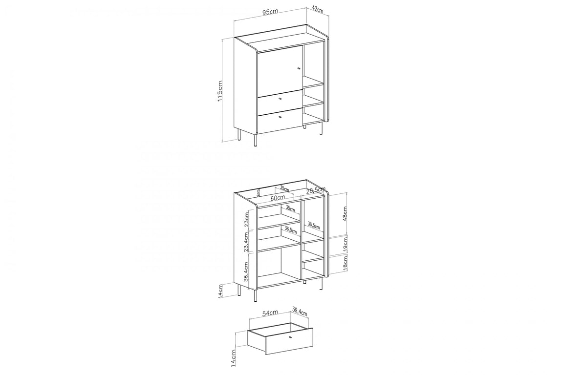 Komoda Wodi 95 cm so zásuvkami - piesková béžová / olejovaný dub Komoda Alessio 9 so zásuvkami 95 cm - Béžová Pieskový / Dub olejowany