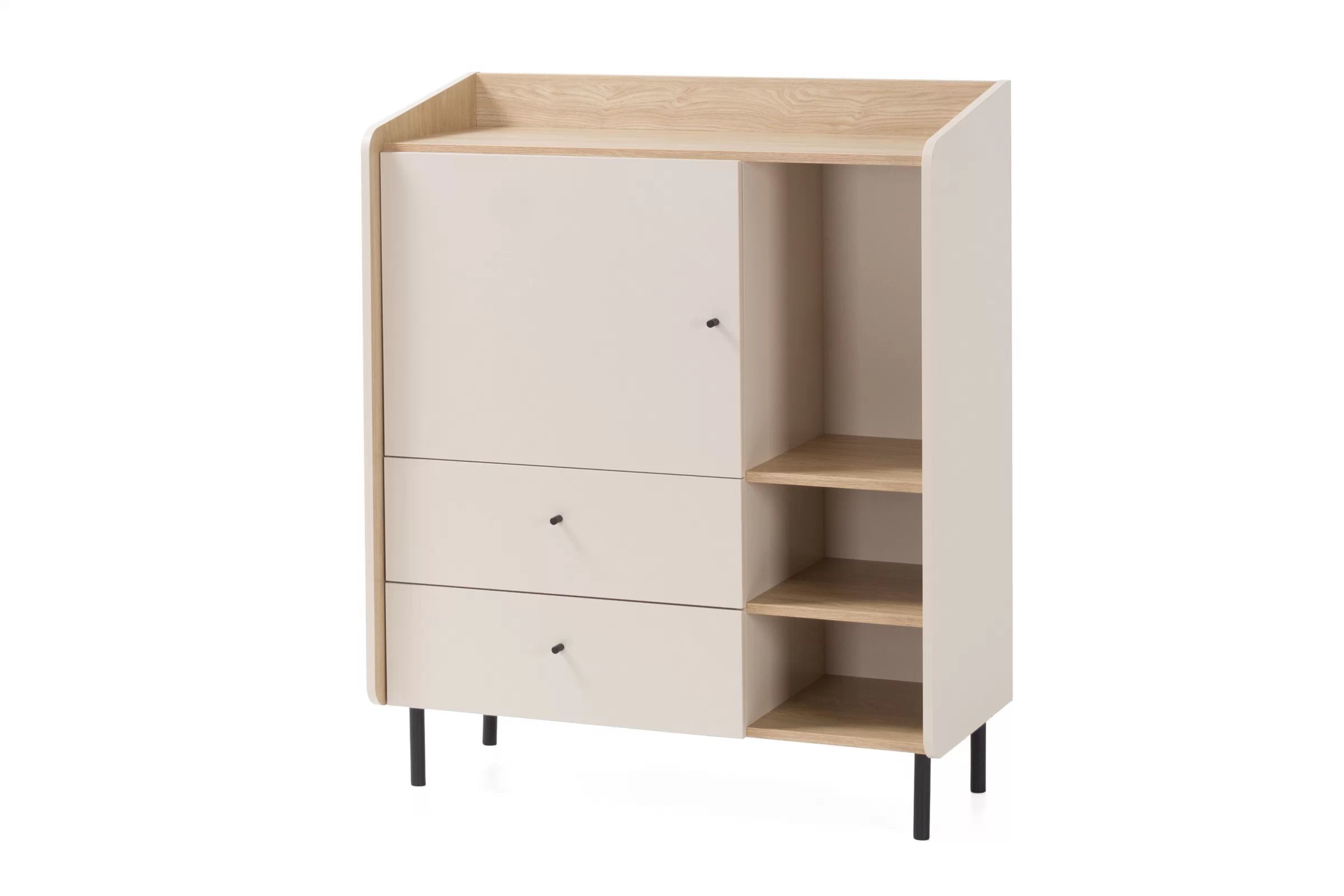 Komoda Alessio 95 cm - béžová / dub olejovaný Komoda Alessio 9 so zásuvkami 95 cm - Béžová Pieskový / Dub olejowany