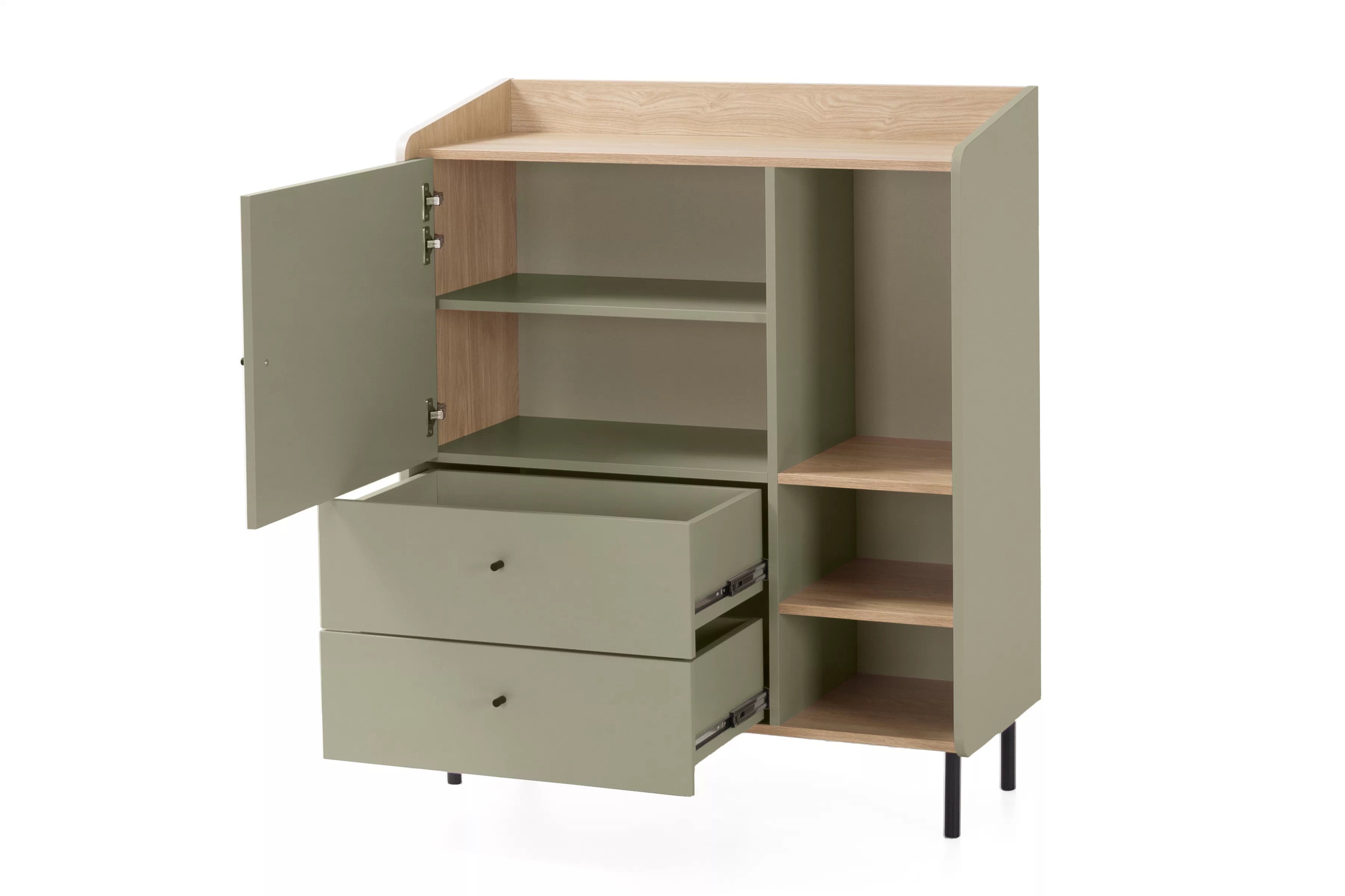 Komoda Alessio 95 cm - eukalyptus / dub baltic dune Komoda Alessio 9 so zásuvkami 95 cm - eukaliptus / Dub olejowany