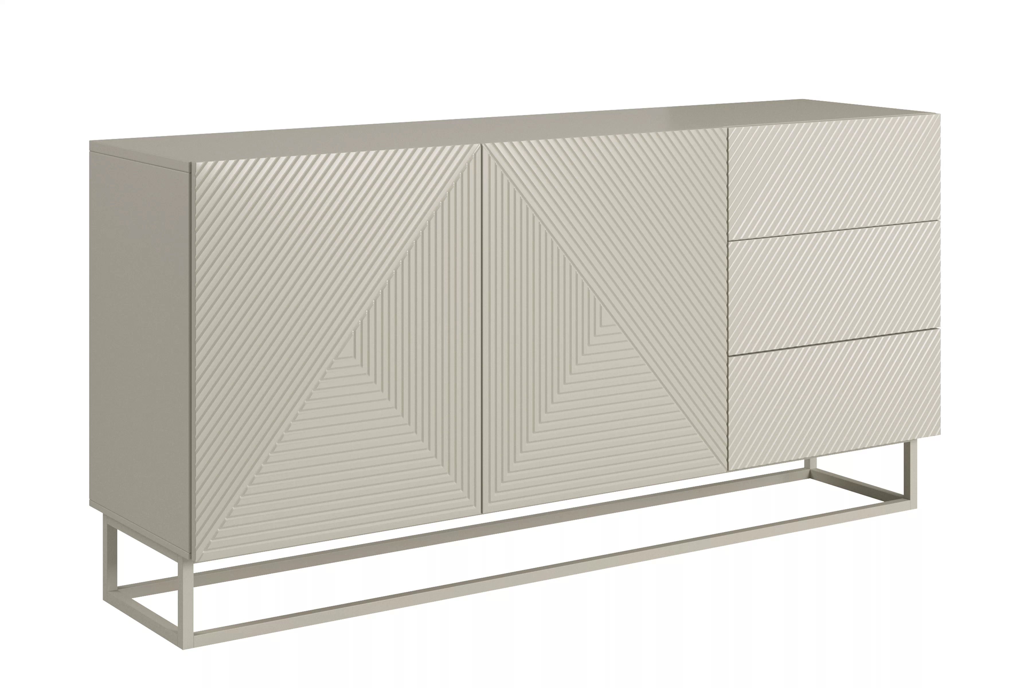 Dvojdverová komoda Asha 167 cm so zásuvkami - kasmír / kasmír rám Komoda Asha 167 cm dvojdverová so zásuvkami - kašmír / kašmír Rošt