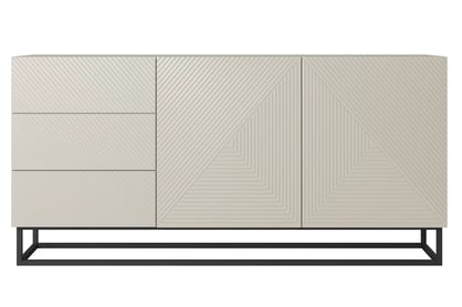 Komoda Asha 167 cm - kašmírová / černý kovový podstavec Komoda Asha 167 cm se zásuvkami i metalowymi nogami - kašmír