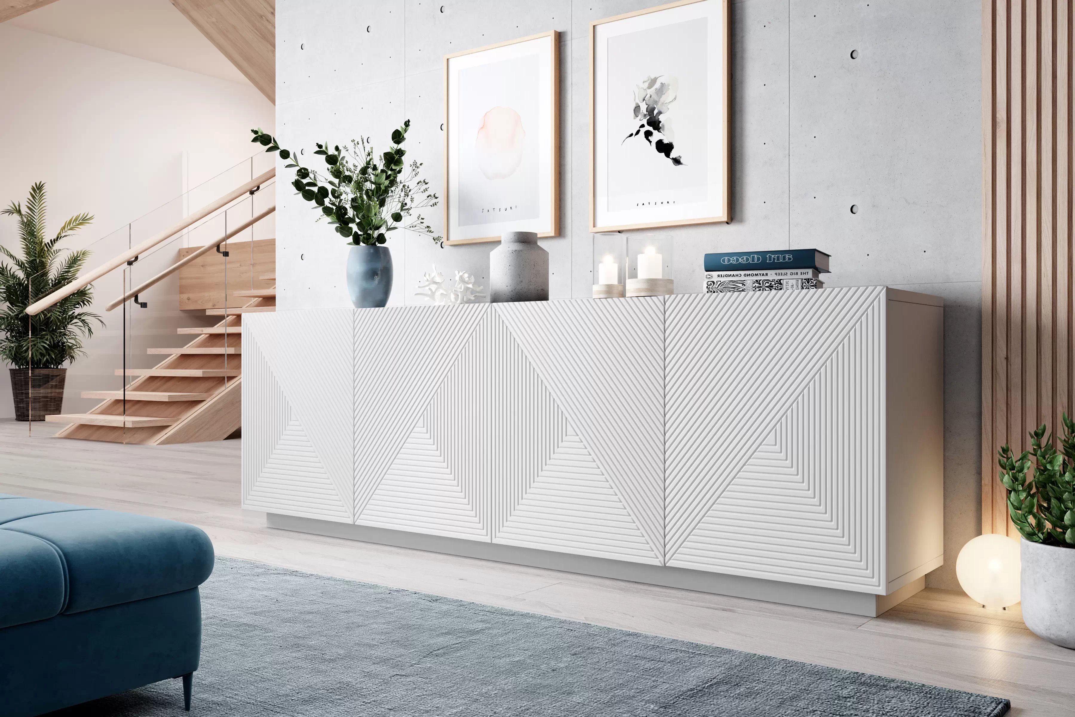 Čtyřdveřová komoda Asha 200 cm - bílý mat Komoda Asha 200 cm - bílý mat