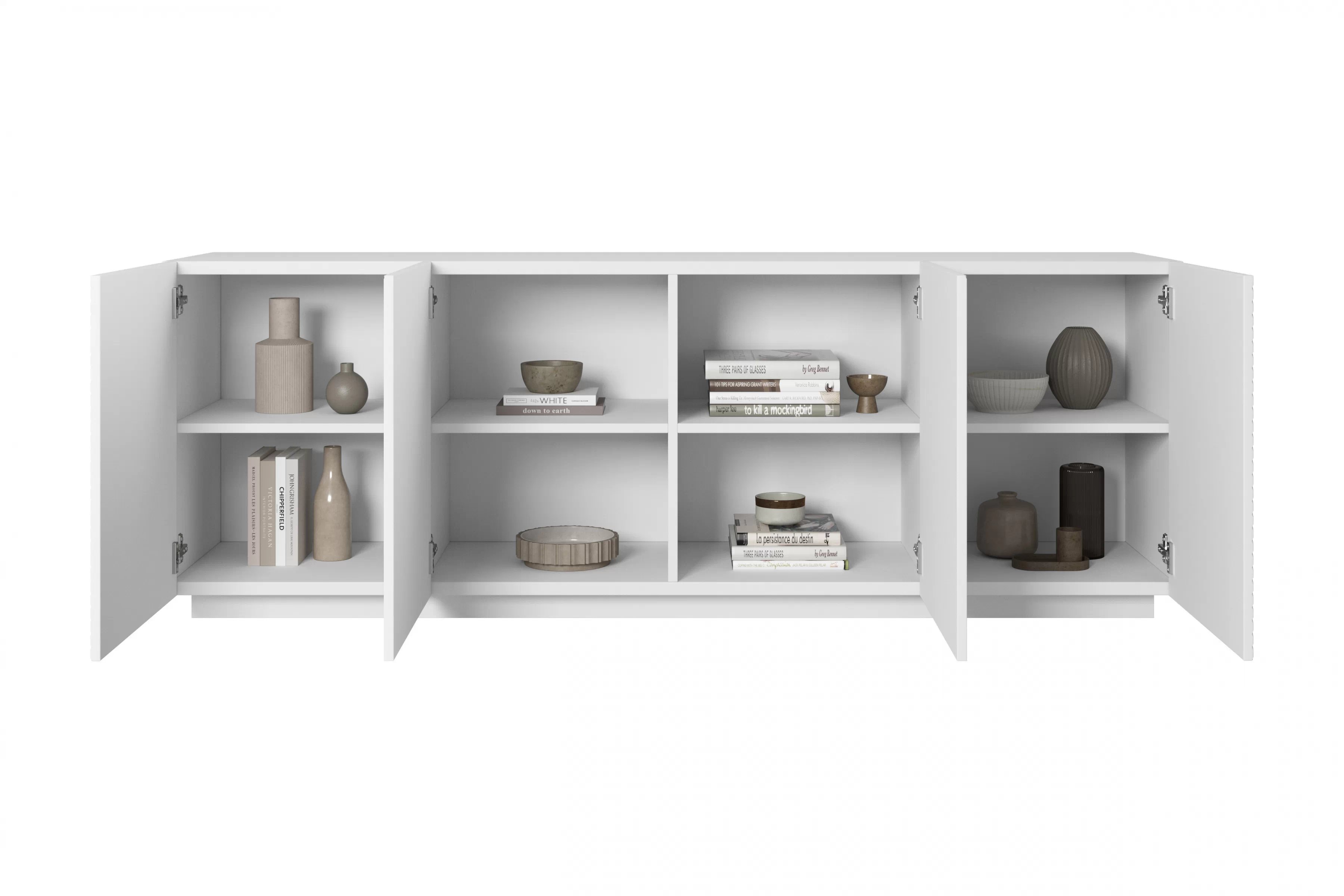 Čtyřdveřová komoda Asha 200 cm - bílý mat Komoda Asha 200 cm - bílý mat