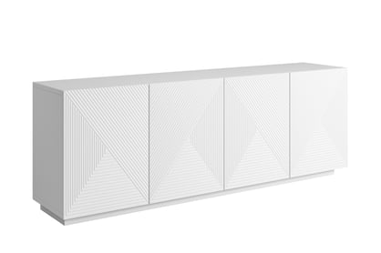 Biela matná komoda Asha 200 cm so štyrmi dverami