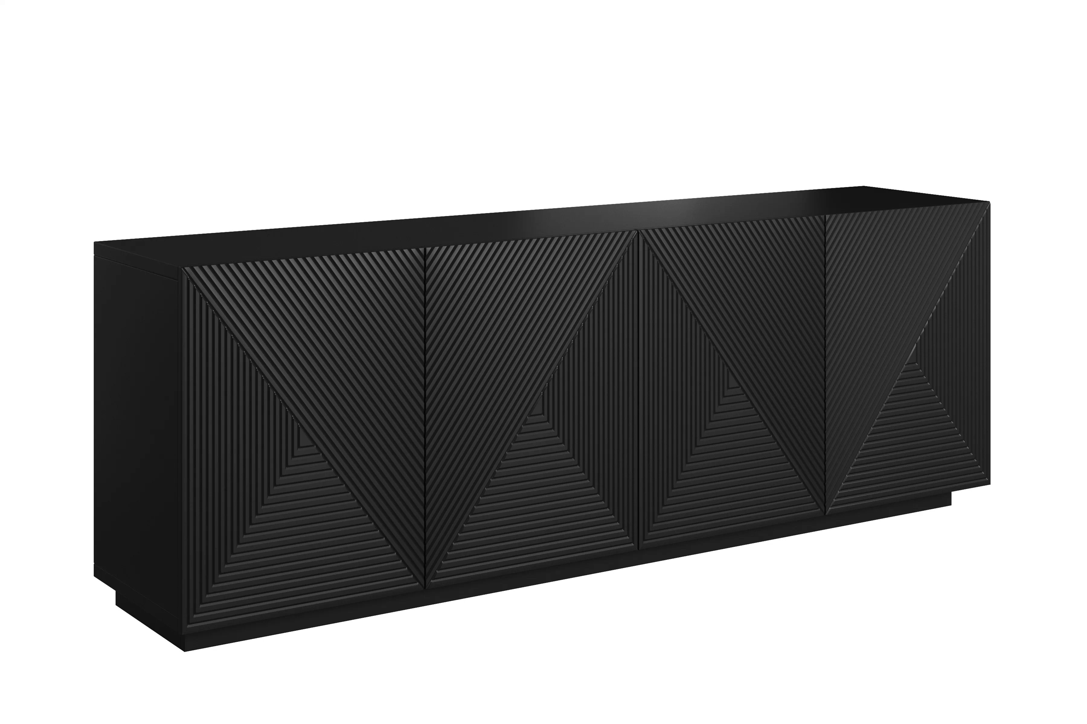 Čierna matná komoda Asha 200 cm so štyrmi dverami Komoda Asha 200 cm štvordverová - Čierny mat