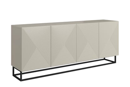 Štýlová komoda Asha 200 cm so štyrmi dverami - kasmír / čierny rám