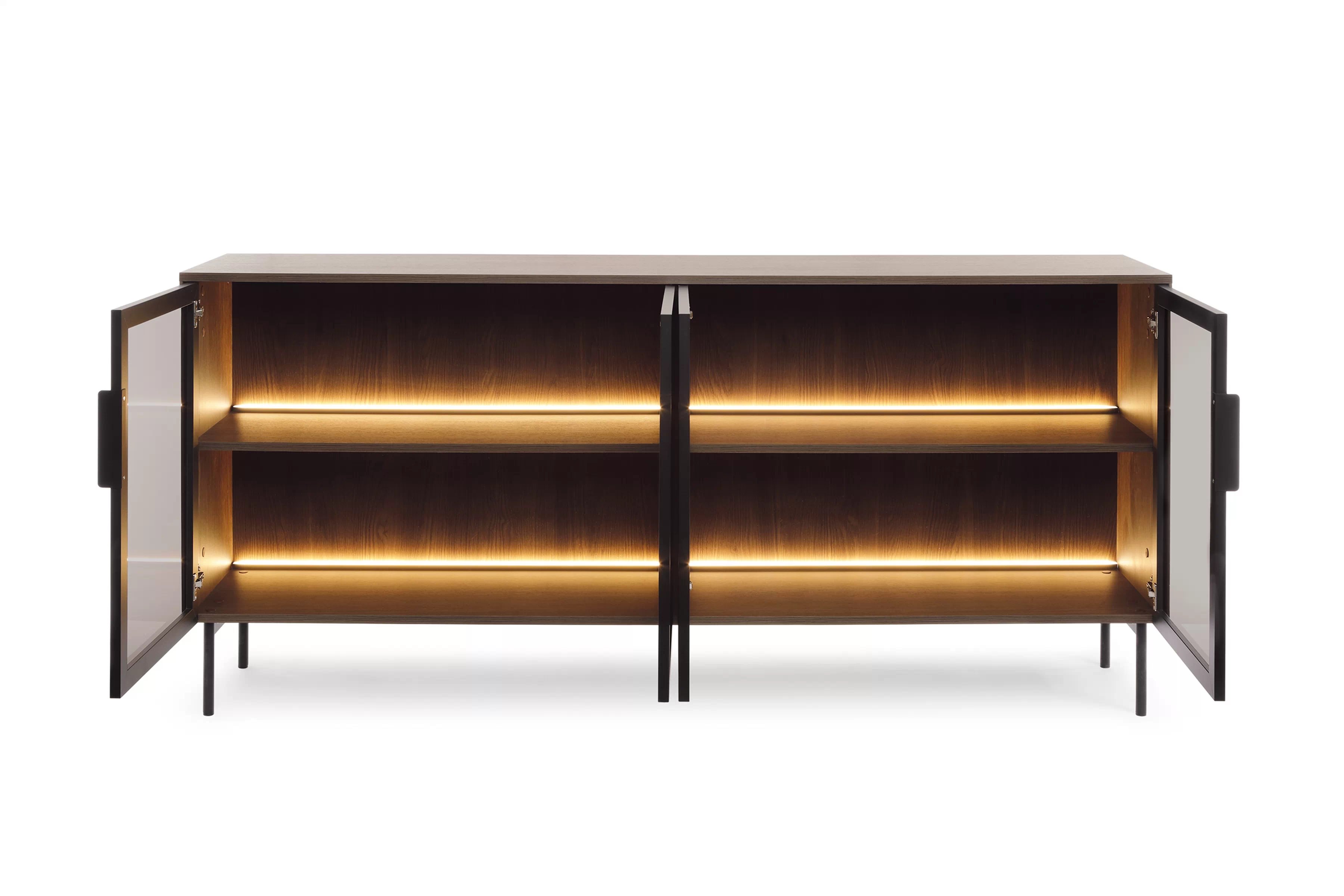 Komoda Auri 181 cm s osvětlením - dub dunin / černá Komoda Auri 181 cm s osvětlením - dub dunin / černá