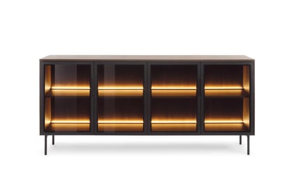 Komoda Auri 181 cm s osvetlením - dub dunin / čierna Komoda Auri 181 cm s osvetlením - Dub dunin / Čierny