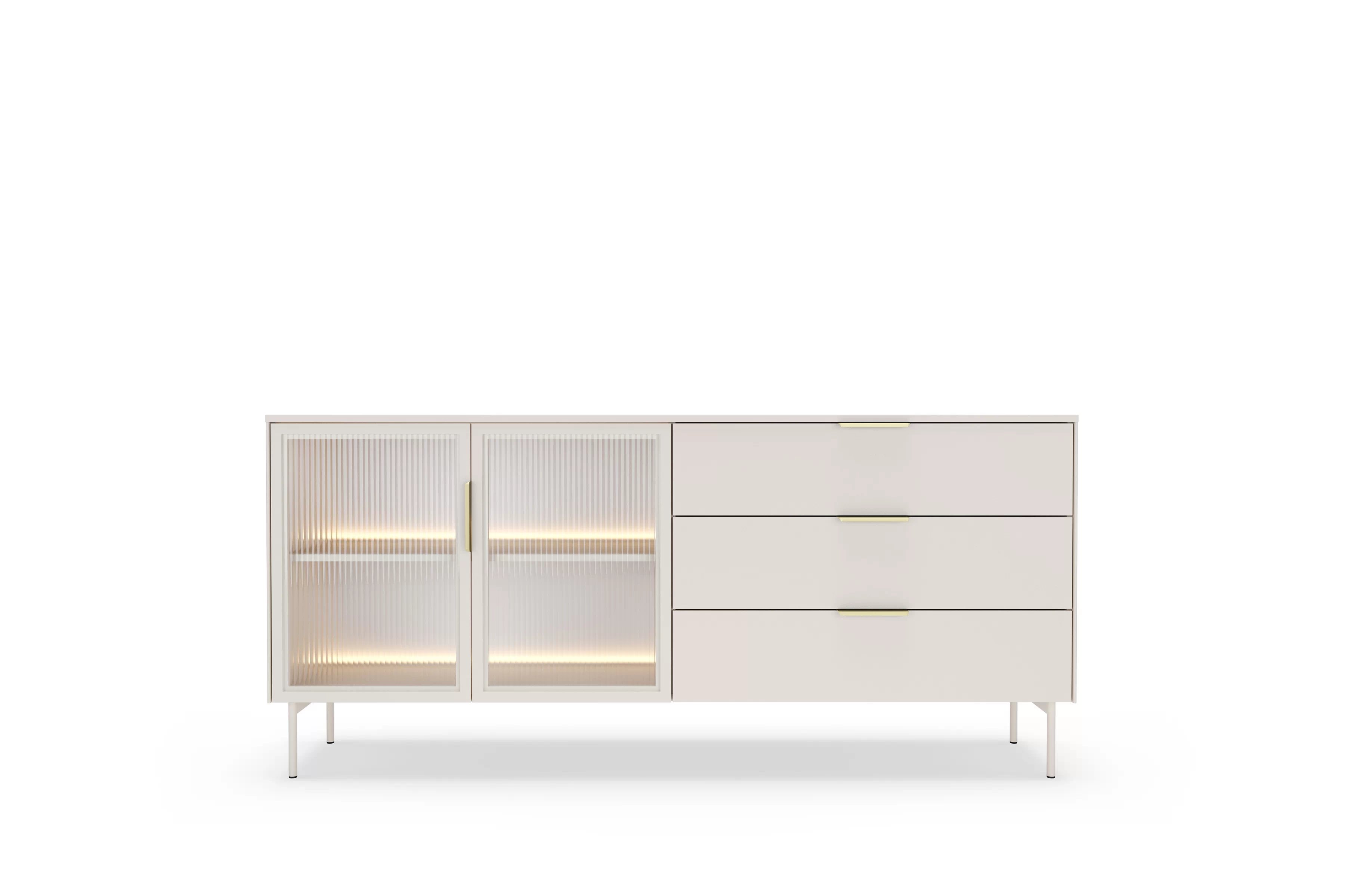 Komoda Auri 181 cm se zásuvkami a osvětlením - kašmír Komoda Auri 181 cm se zásuvkami i oswietleniem - kašmír