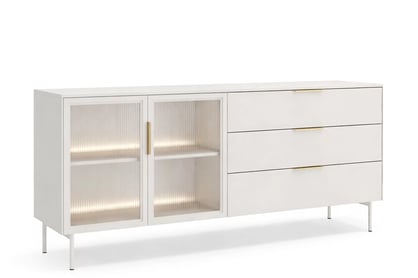 Komoda Auri 181 cm se zásuvkami a osvětlením - kašmír