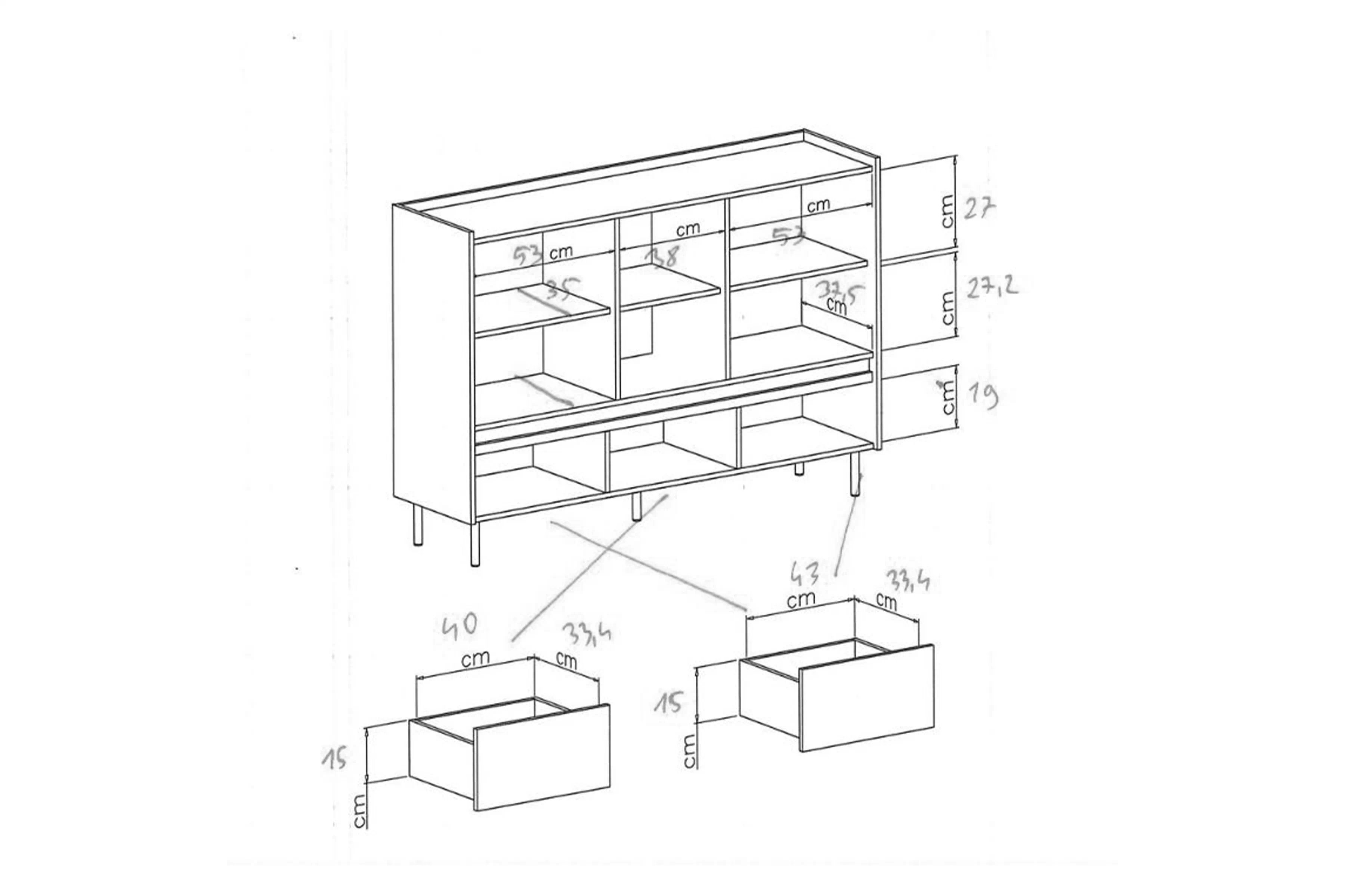 Komoda Luca 150 cm - eukalyptus / dub baltic dune Komoda Azalio 150 cm so zásuvkami - eukaliptus / Dub baltic dune