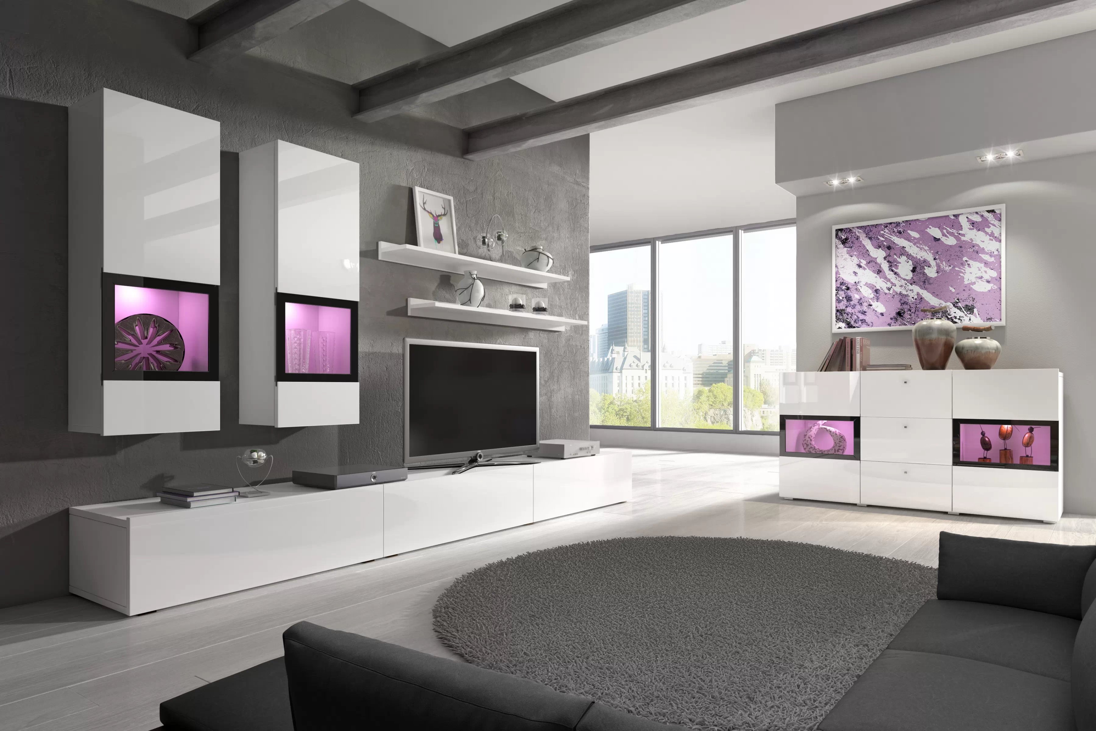 Komoda so zásuvkami Baros 26 - 132 cm - biely lesk Dvojdverová Dvojdverová Komoda Baros 26 s tromi zásuvkami s tromi zásuvkami so zásuvkami 132 cm - biely lesk