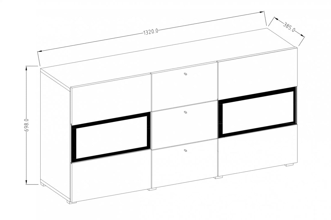 Komoda se zásuvkami Baros 26 - 132 cm - bílý lesk Komoda Baros 26 se zásuvkami 132 cm - bílý lesk