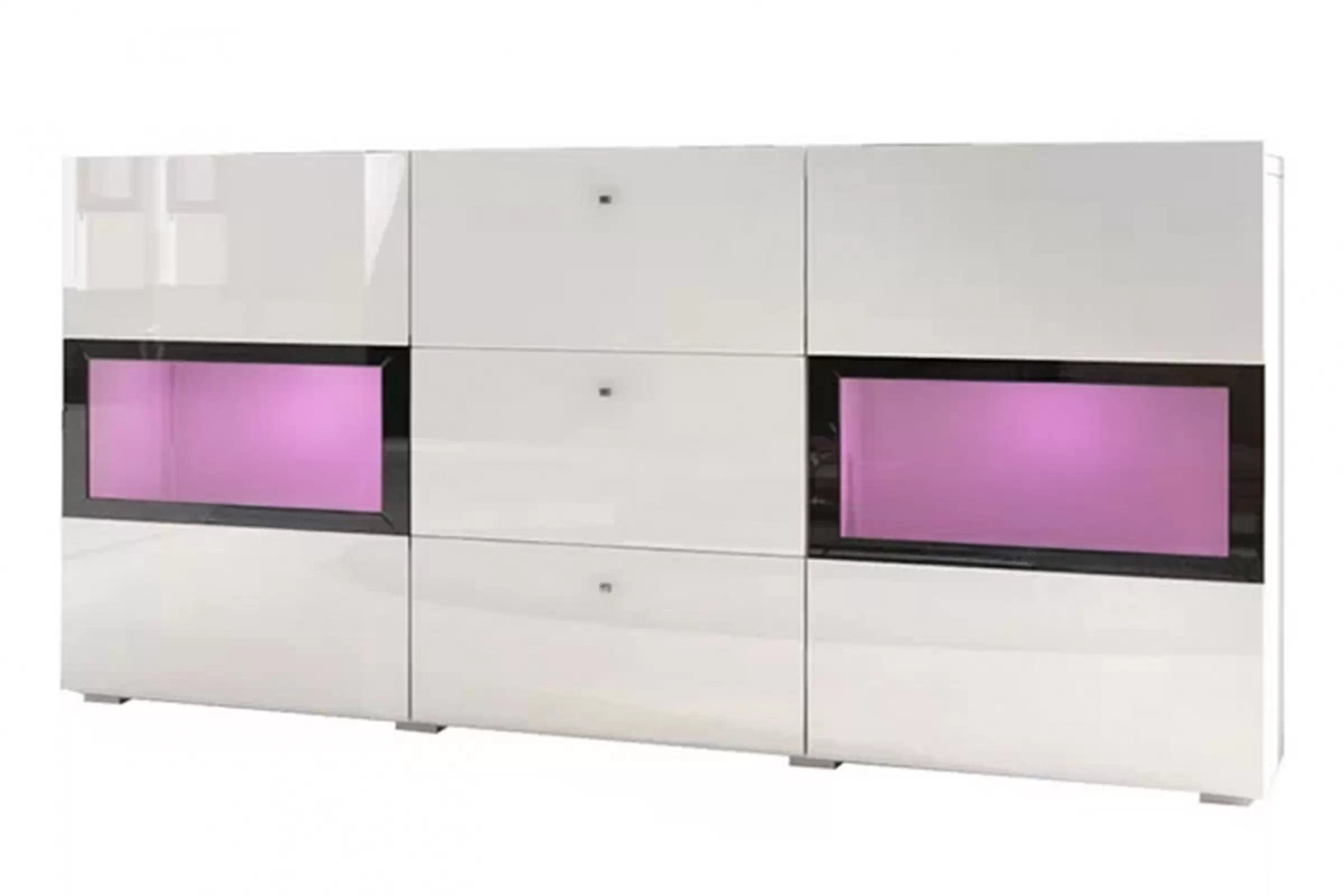 Komoda so zásuvkami Baros 26 - 132 cm - biely lesk Dvojdverová Dvojdverová Komoda Baros 26 s tromi zásuvkami s tromi zásuvkami so zásuvkami 132 cm - biely lesk