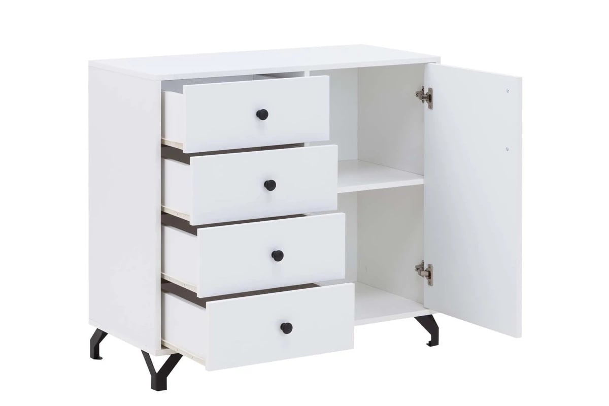 Komoda Bergen 90 cm so zásuvkami - biela Komoda Bergen 07 vnútro