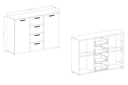 Komoda Beta 26 se zásuvkami 132 cm - světlý san remo / bílá Komoda Beta 26 se zásuvkami 132 cm - světlý san remo / bílá