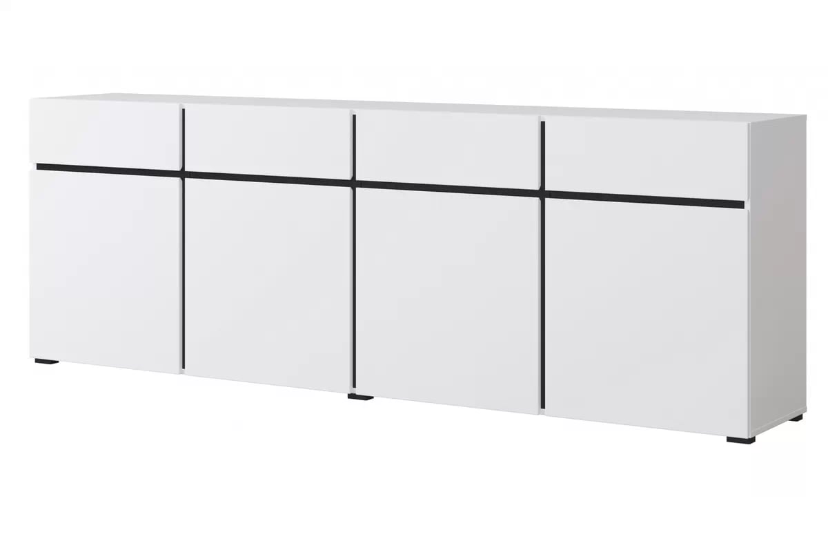 Komoda Cross 225 cm so 4 zásuvkami - biela / čierna Komoda Cross 25 so zásuvkami 225 cm - biela / čierny