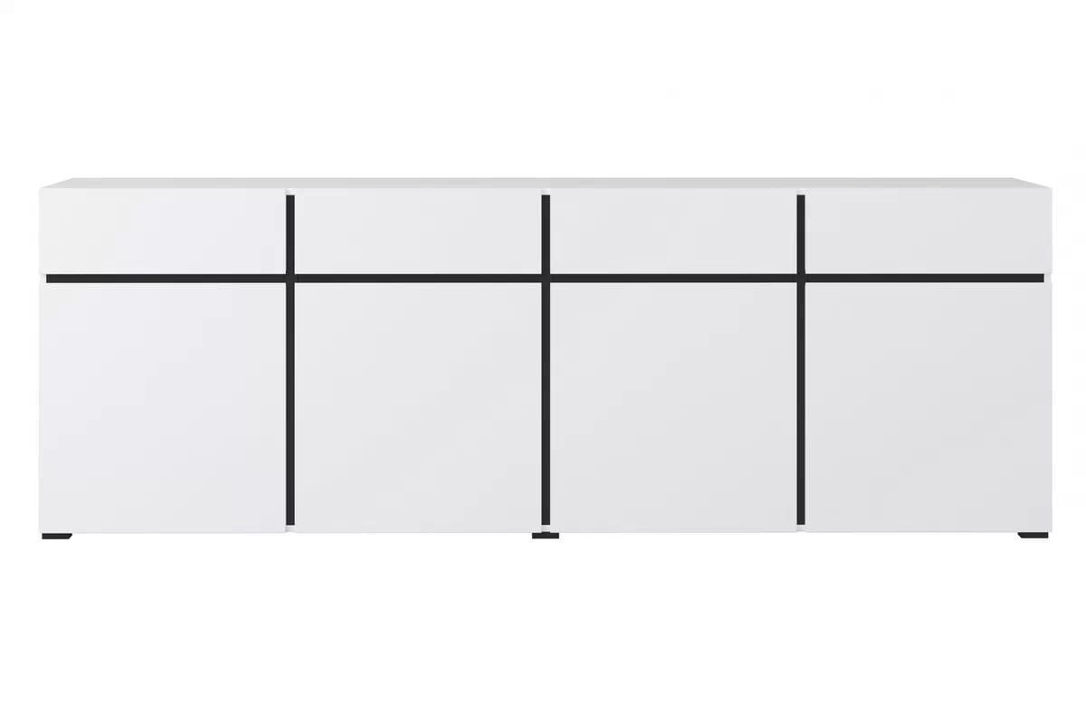 Komoda Cross 225 cm so 4 zásuvkami - biela / čierna Komoda Cross 25 so zásuvkami 225 cm - biela / čierny