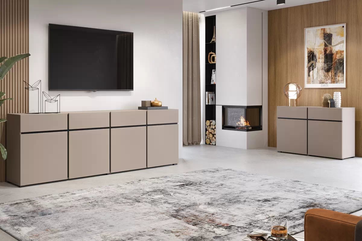 Komoda Cross 225 cm so 4 zásuvkami – congo / čierna Komoda Cross 25 so zásuvkami 225 cm - congo / Čierny