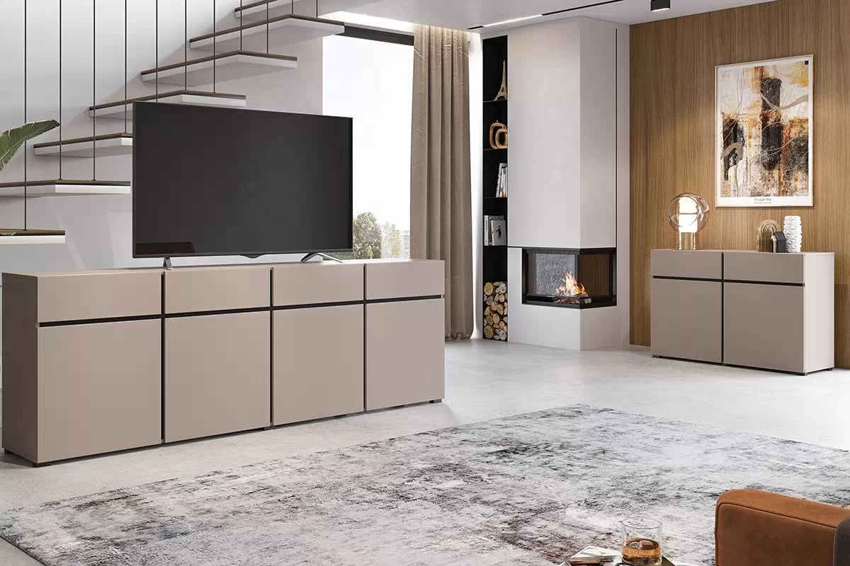 Komoda Cross 225 cm so 4 zásuvkami – congo / čierna Komoda Cross 25 so zásuvkami 225 cm - congo / Čierny