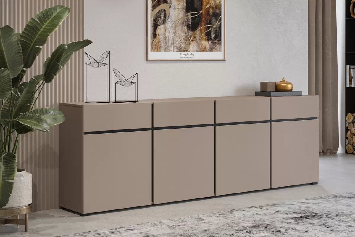 Komoda Cross 225 cm so 4 zásuvkami – congo / čierna Komoda Cross 25 so zásuvkami 225 cm - congo / Čierny