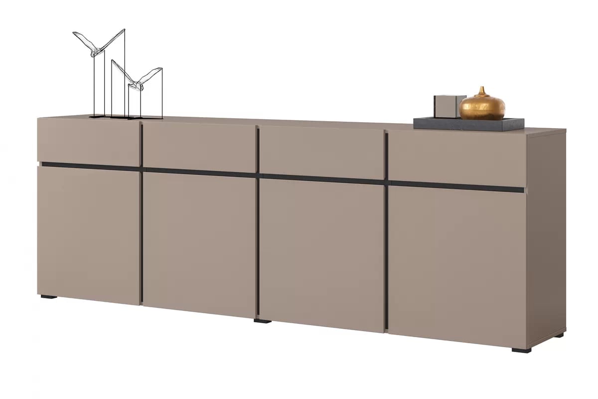 Komoda Cross 225 cm so 4 zásuvkami – congo / čierna Komoda Cross 25 so zásuvkami 225 cm - congo / Čierny