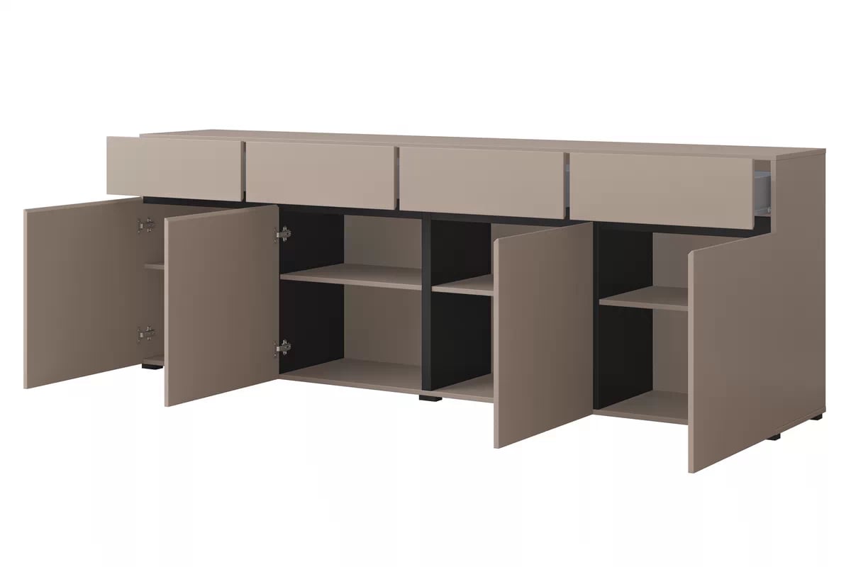 Komoda Cross 225 cm so 4 zásuvkami – congo / čierna Komoda Cross 25 so zásuvkami 225 cm - congo / Čierny