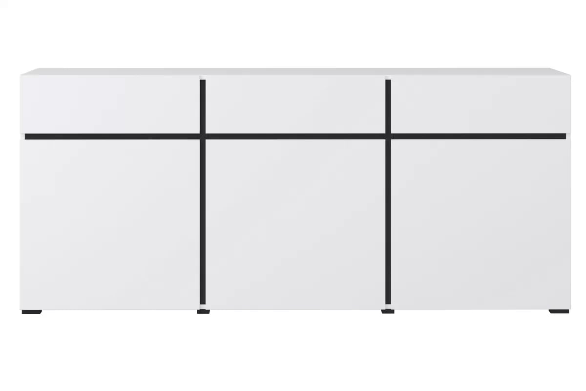 Komoda Gramon 180 cm se zásuvkami - bílá / černá Komoda Cross 43 s zásuvkami 180 cm - bílý / černý