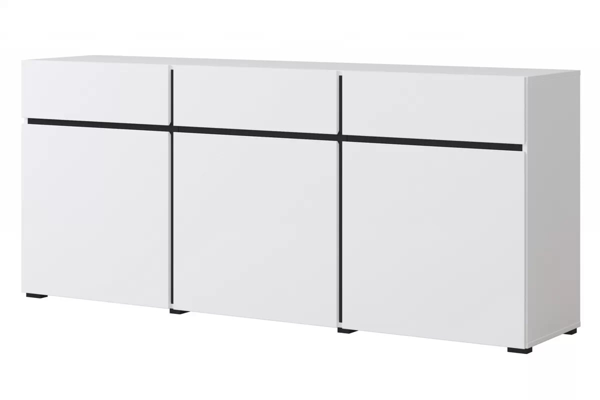 Komoda Gramon 180 cm se zásuvkami - bílá / černá Komoda Cross 43 s zásuvkami 180 cm - bílý / černý