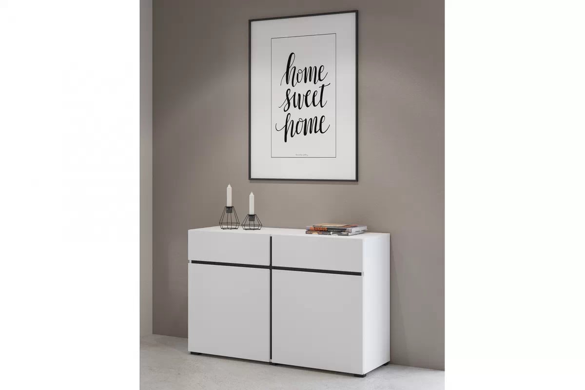 Komoda Cross 119 cm s 2 zásuvkami - biela / čierna Komoda Cross 45 so zásuvkami 119 cm - biela / čierny