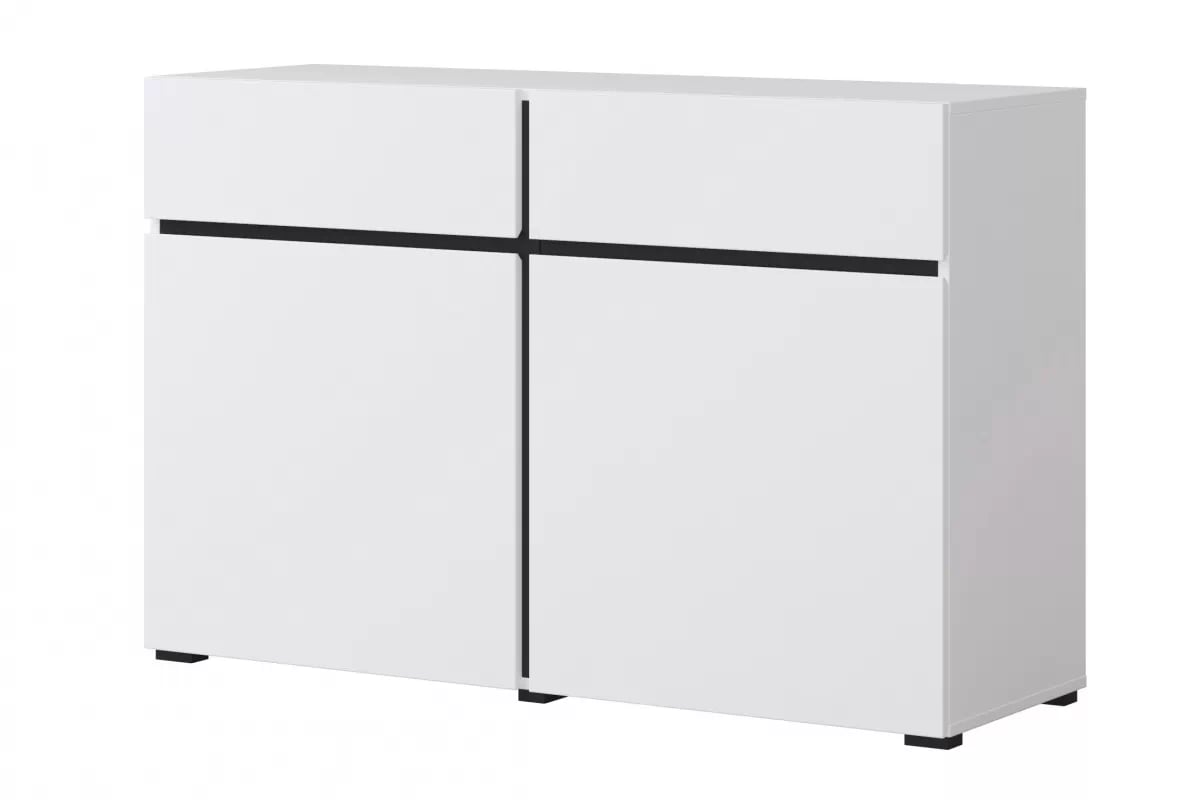 Komoda Cross 119 cm s 2 zásuvkami - biela / čierna Komoda Cross 45 so zásuvkami 119 cm - biela / čierny