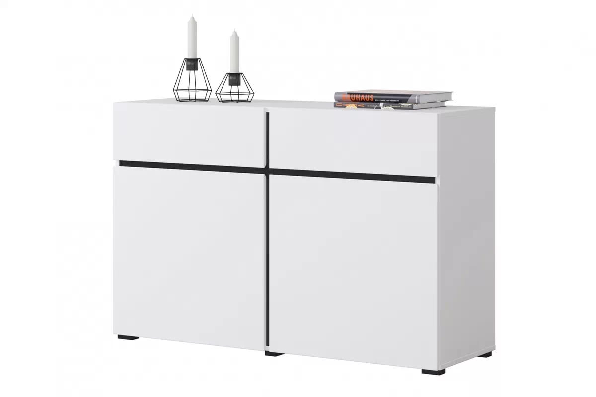 Komoda Cross 119 cm s 2 zásuvkami - biela / čierna Komoda Cross 45 so zásuvkami 119 cm - biela / čierny
