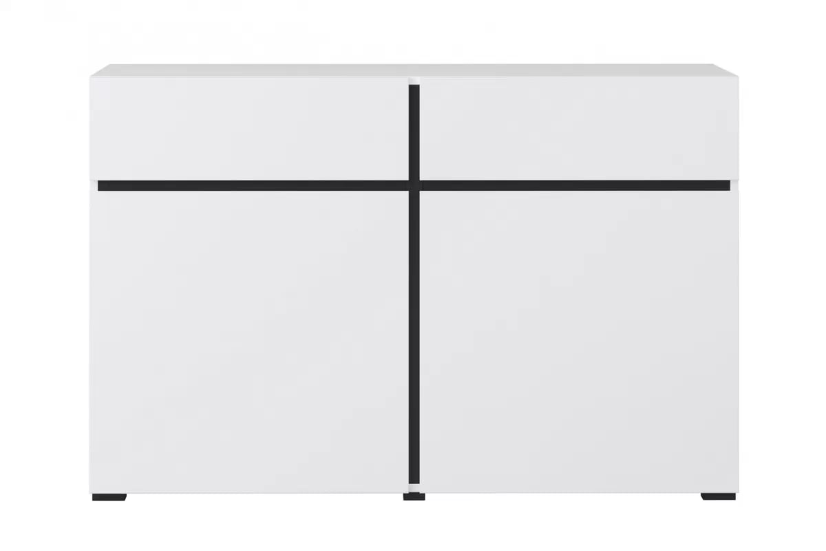 Komoda Cross 119 cm s 2 zásuvkami - biela / čierna Komoda Cross 45 so zásuvkami 119 cm - biela / čierny