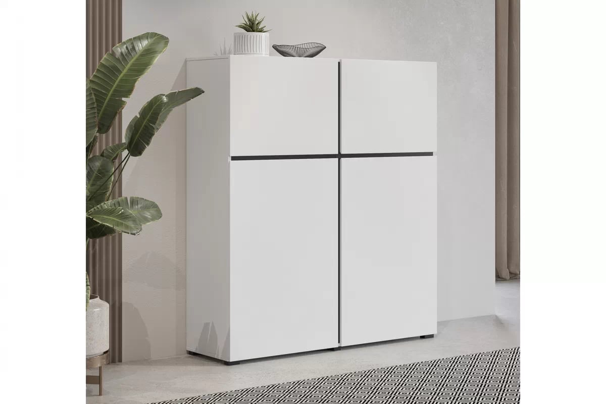 Vysoká komoda Cross 119 cm - biela / čierna Komoda Cross 76 - 119 cm - biela / čierny