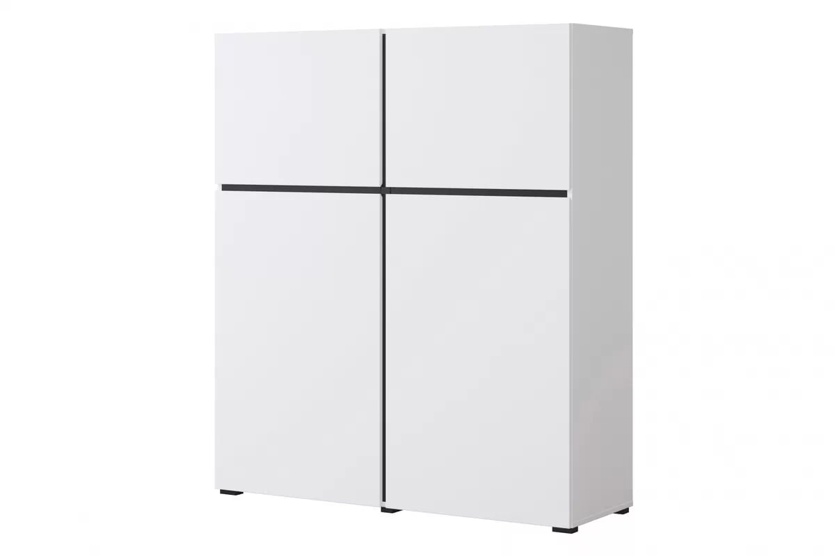 Vysoká komoda Cross 119 cm - biela / čierna Komoda Cross 76 - 119 cm - biela / čierny