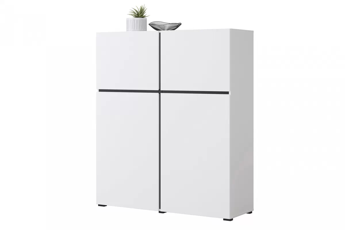 Vysoká komoda Cross 119 cm - biela / čierna Komoda Cross 76 - 119 cm - biela / čierny