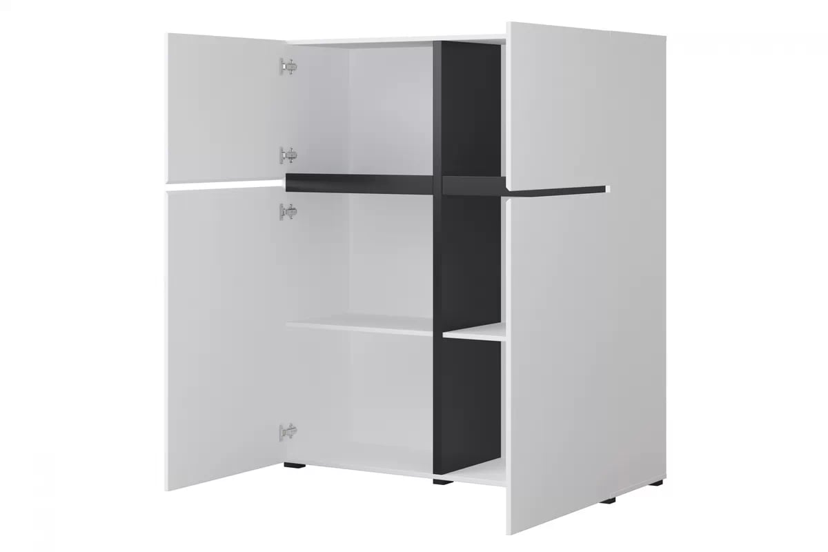 Vysoká komoda Cross 119 cm - biela / čierna Komoda Cross 76 - 119 cm - biela / čierny