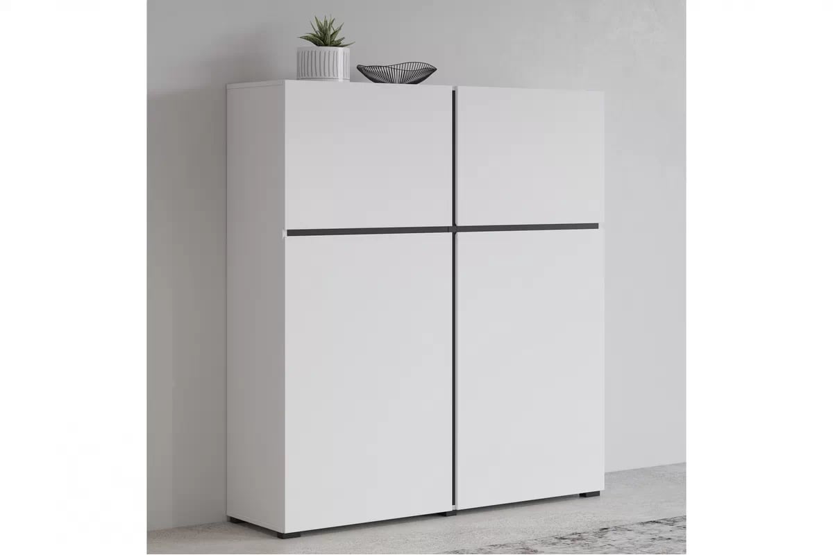 Vysoká komoda Cross 119 cm - biela / čierna Komoda Cross 76 - 119 cm - biela / čierny