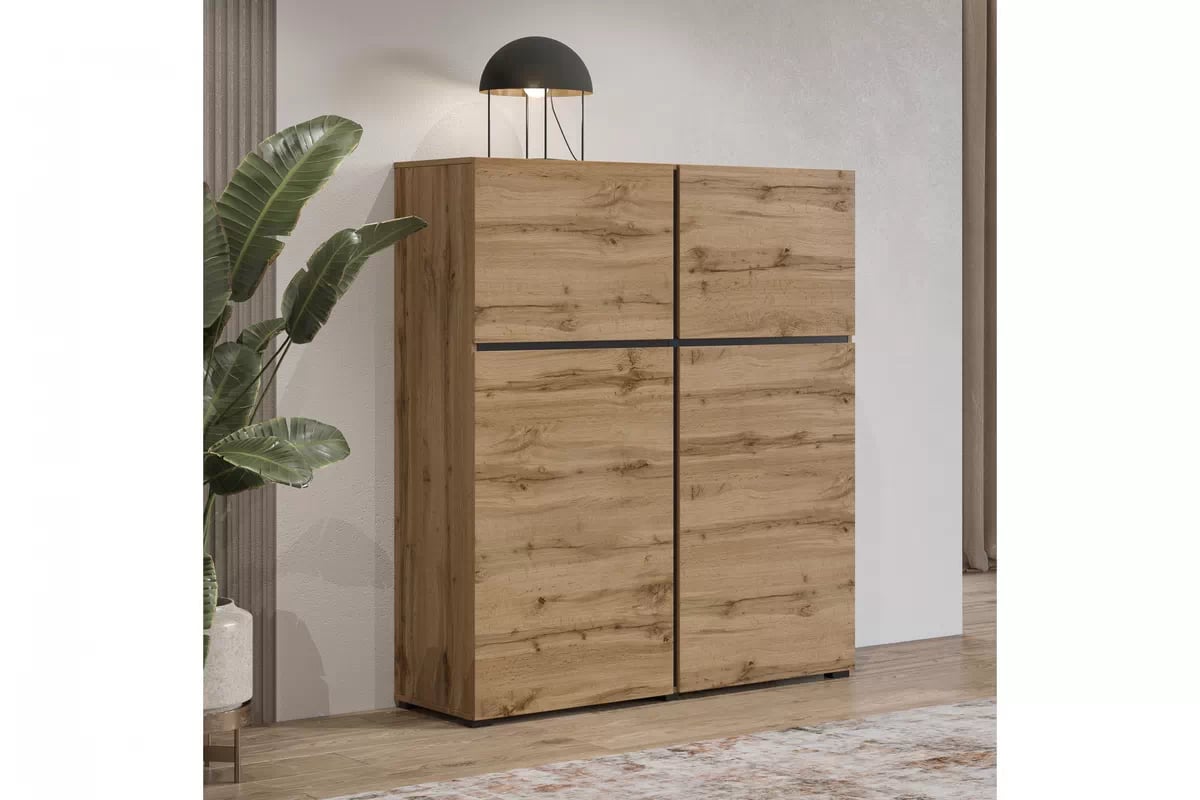 Komoda Cross 119 cm - dub wotan / černá Komoda Cross 76 - 119 cm - Dub wotan / Černý