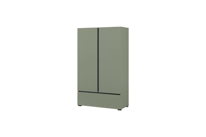 Komoda Cross 89 cm se zásuvkou – tlumená zelená / černá