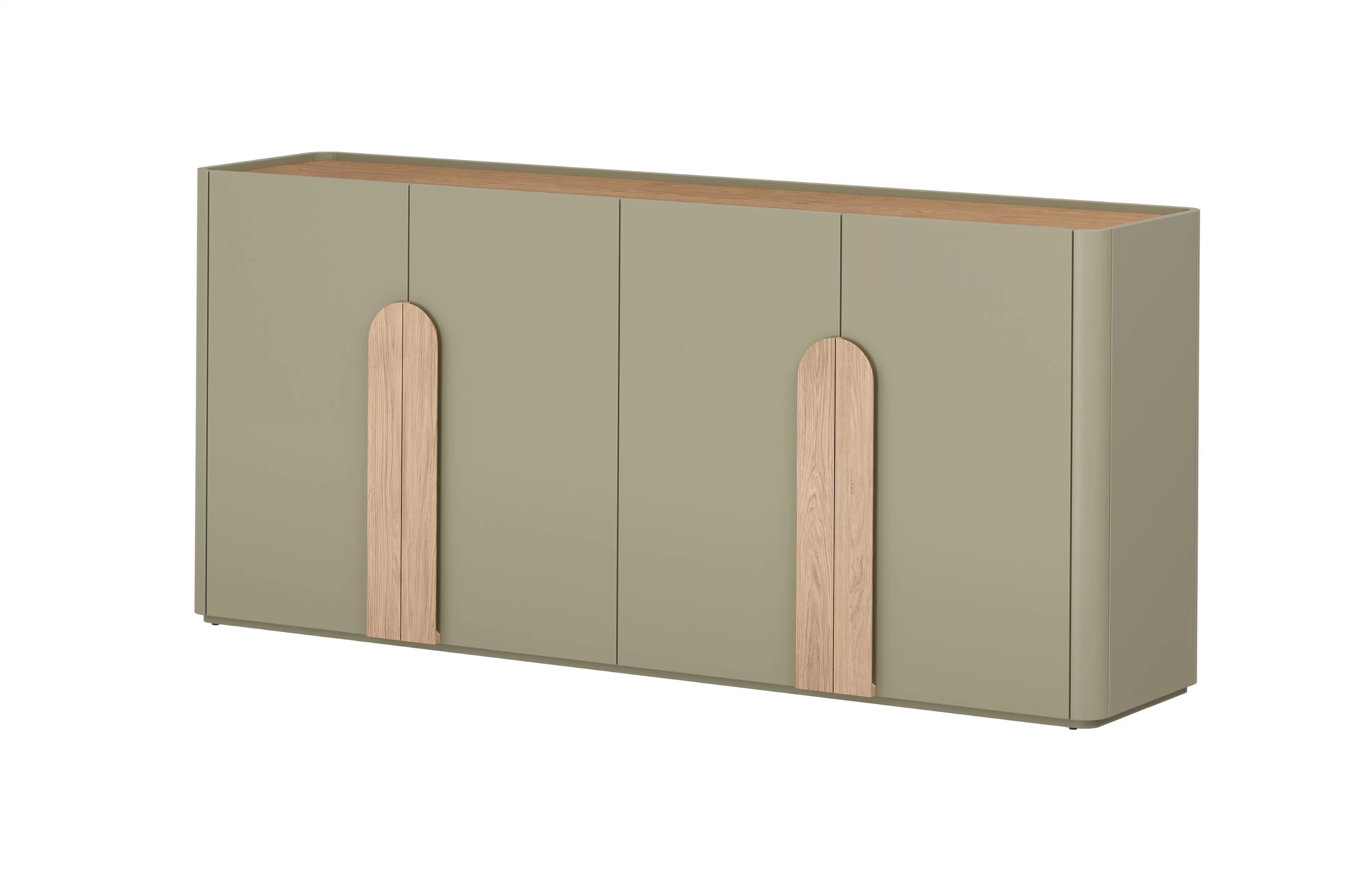 Čtyřdveřová komoda Amilio 200 cm - eukalyptus / dub baltic dune / úchyty dub přírodní Komoda čtyřdveřová Amilio 200 cm - eukaliptus / dub baltic dune / Úchytky dub přírodní