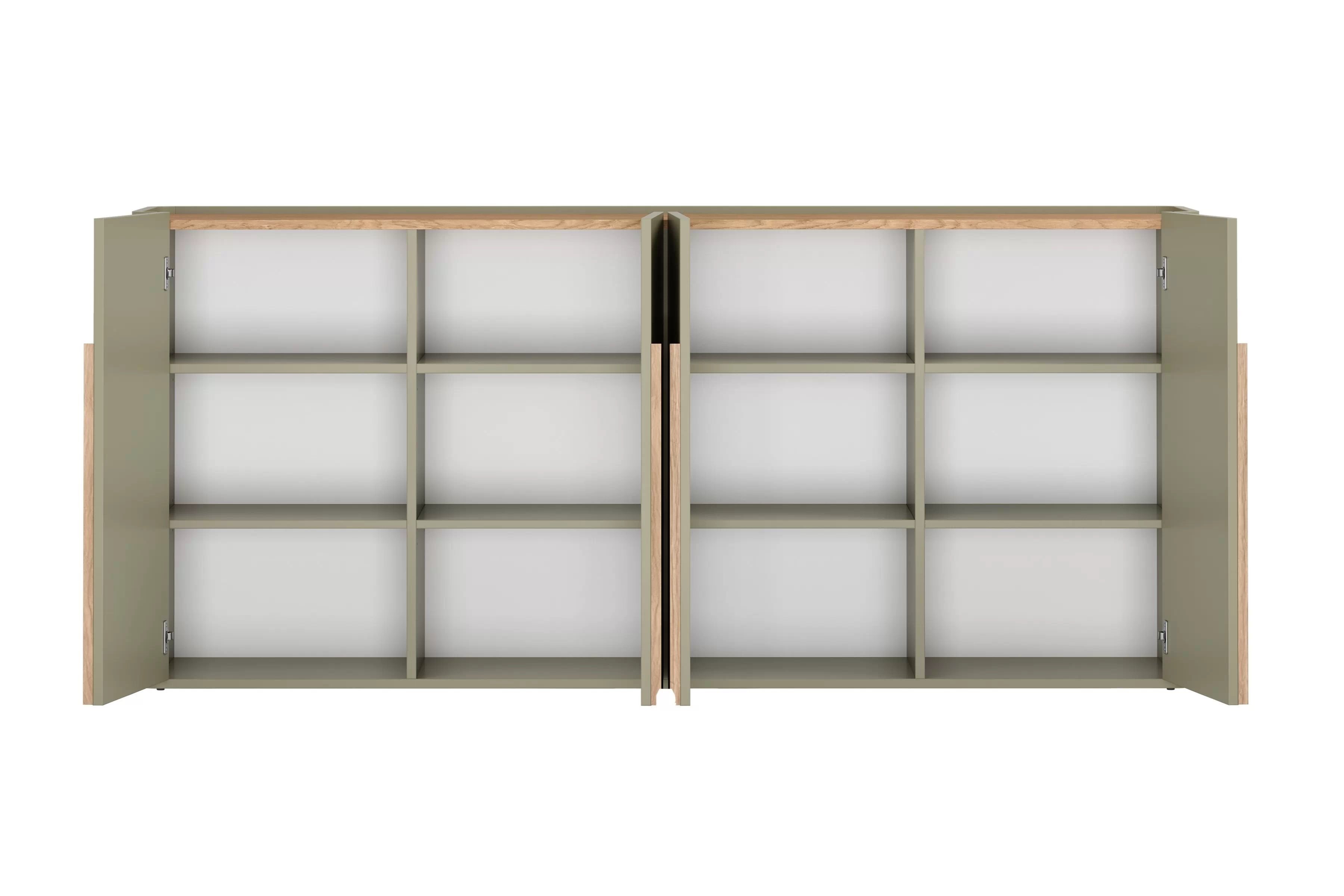 Čtyřdveřová komoda Amilio 200 cm - eukalyptus / dub baltic dune / úchyty dub přírodní Komoda čtyřdveřová Amilio 200 cm - eukaliptus / dub baltic dune / Úchytky dub přírodní