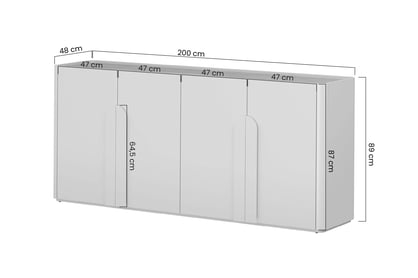 Komoda čtyřdveřová Amilio 200 cm - kašmír / dub olejowany Komoda čtyřdveřová Amilio 200 cm - kašmír / dub olejowany / Úchytky kašmír