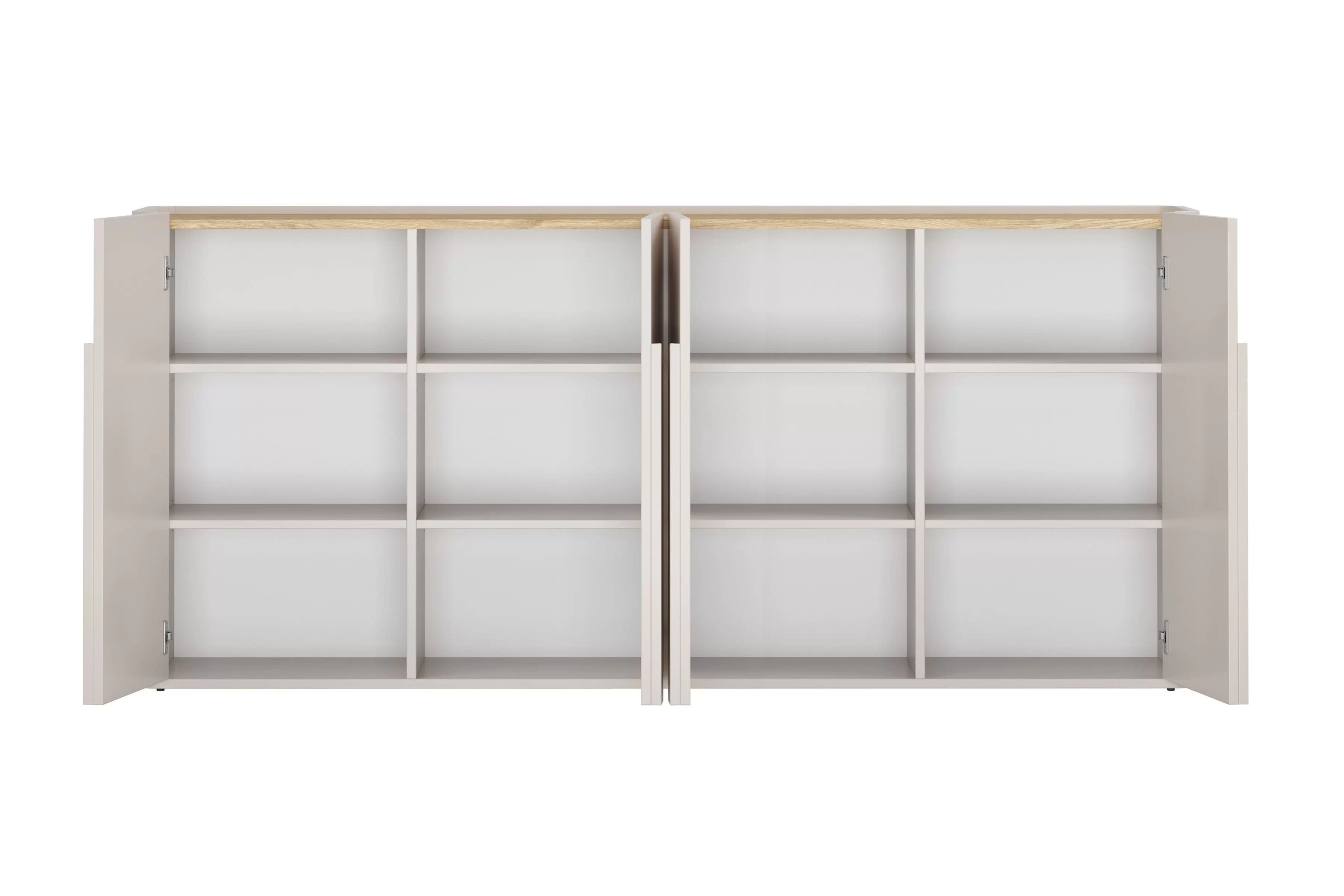 Čtyřdveřová komoda Amilio 200 cm - kašmír / olejovaný dub / úchytky kašmír Komoda čtyřdveřová Amilio 200 cm - kašmír / dub olejowany / Úchytky kašmír