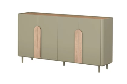 Štvordverová Komoda Amilio 200 cm na nôžkach - eukaliptus / Dub baltic dune / úchyty Dub prírodné
